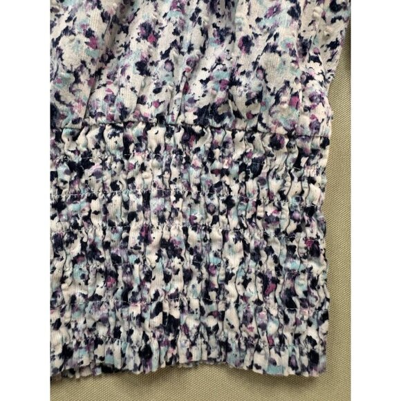 Lane Bryant Crop Top Women's 20 Boho Floral Smocked V-Neck Long Sleeve Blouse - Picture 7 of 16